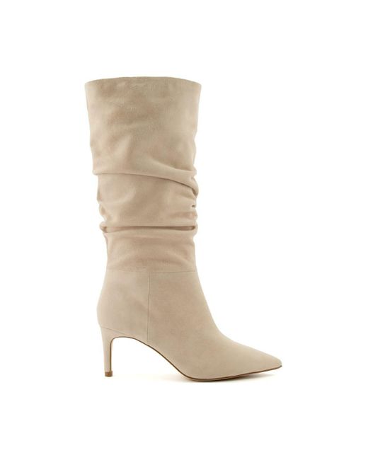 Dune White 'slouch' Suede Smart Boots