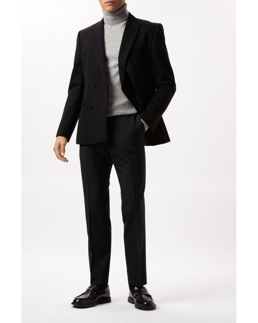 Burton Slim Fit Black Double Breasted Jacket for men