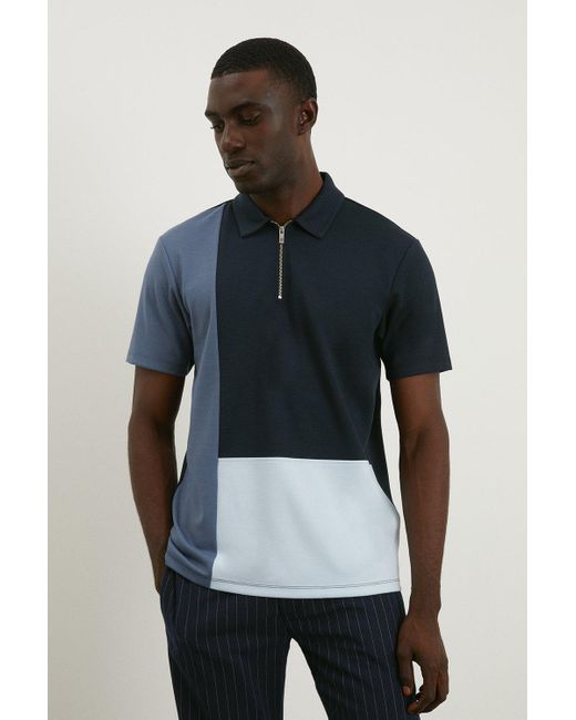 Burton Blue Premium Short Sleeve Tri Block Polo for men
