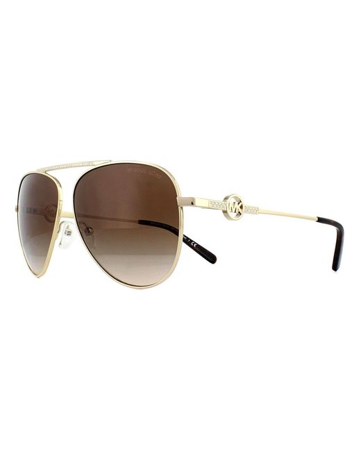 Michael Kors Aviator Light Gold Brown Gradient Sunglasses