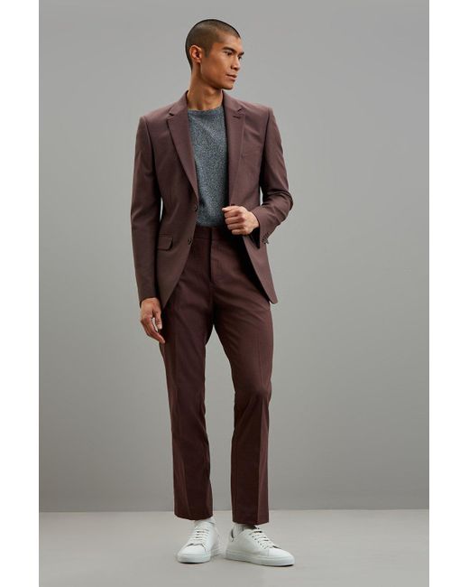 Burton Slim Fit Brown Suit Trousers for men