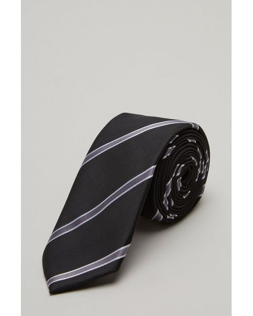 Burton Black And Silver Grain Stripe Tie for men
