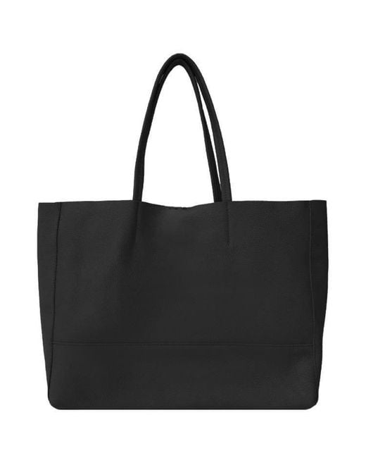 Sostter Black Horizontal Soft Pebbled Leather Tote Shopper Bag - Bbnny