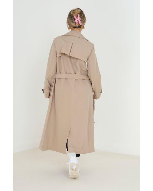 Brave Soul Natural Double-breasted Longline Trench Coat