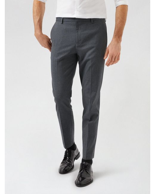 Burton Gray Mid Grey Skinny Fit Trousers With Polyest for men