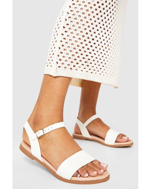 Boohoo White Wide Width Two Part Sandals