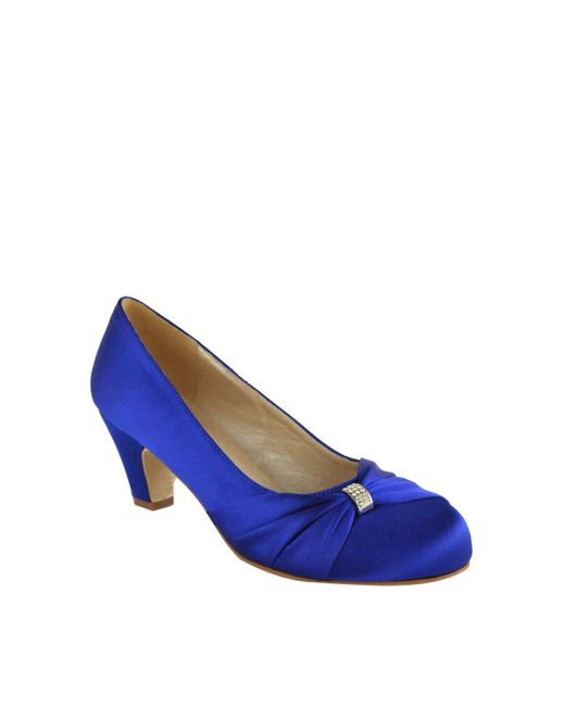 Where's That From Blue 'kairi' Low Heel Court Shoes With Close Toe