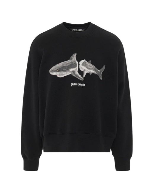 Palm Angels Split Shark Logo Black Sweatshirt for men