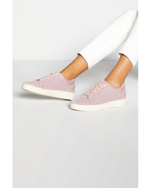 Faith Pink Sparkle Kembo Lace Up Trainers