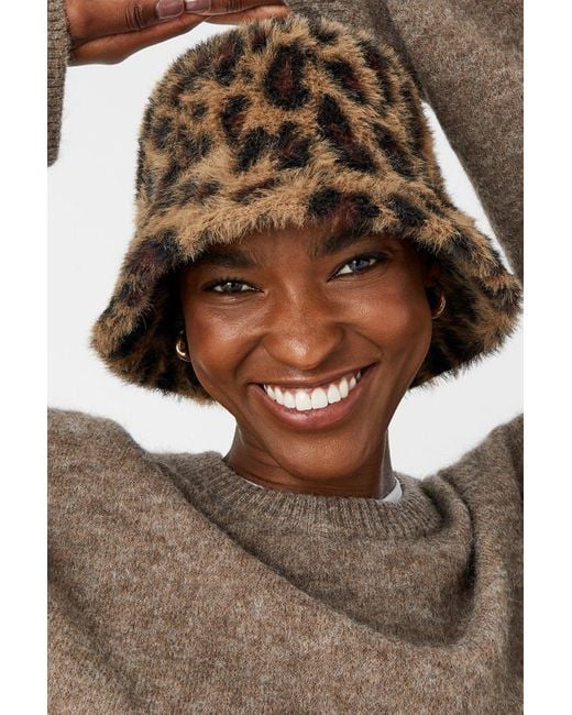 Accessorize Multicolor Leopard Fluffy Bucket Hat
