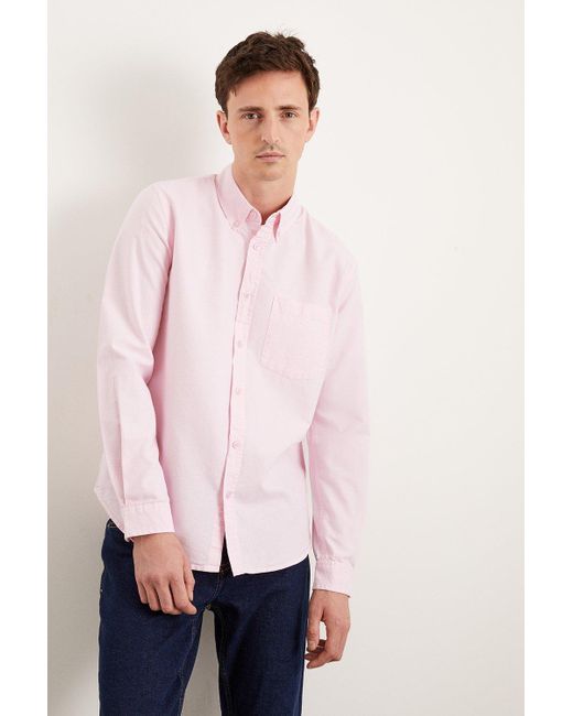 Burton Pink Long Sleeve Pocket Oxford Shirt for men