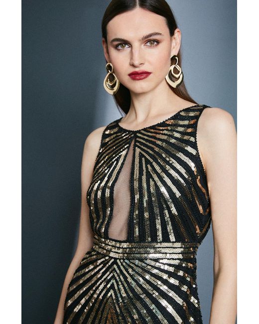 Karen Millen Metallic Linear Sequin Dress