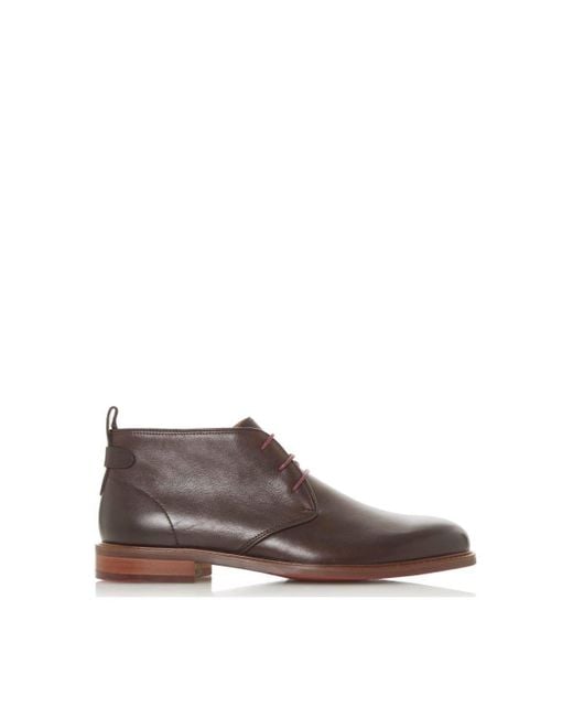 Dune Brown 'marching' Leather Chukka Boots for men