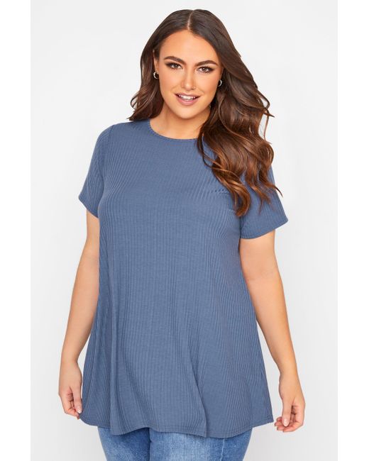 Yours Blue Ribbed Swing Top
