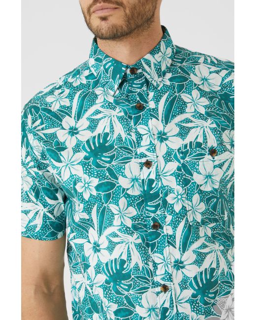 Mantaray Blue Sea Floral Print Shirt for men