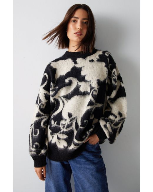 Warehouse Gray Abstract Sweater