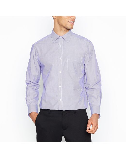 DEBENHAMS Purple Lilac And White Striped Classic Fit Shirt for men