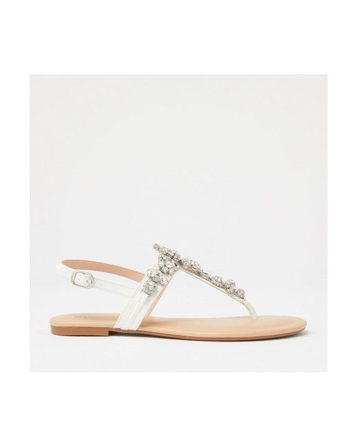Faith White Embellished Jewel Jilery Sandals