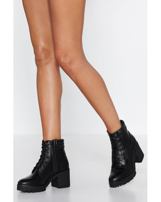 Nasty Gal White Faux Leather Heeled Biker Boots