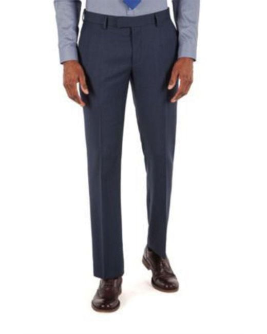 Racing Green Blue Tonal Check Tailored Fit Suit Trousers for men