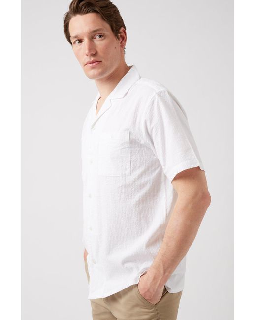 Burton White Twin Pocket Seersucker Shirt for men