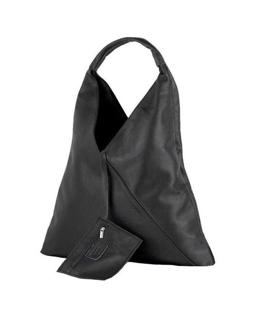 Sostter Black Pebbled Boho Shoulder Leather Bag - Bydln