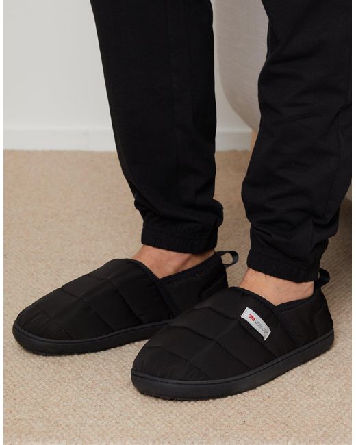 Threadbare Black 'plover' Thinsulate Padded Mule Slippers for men
