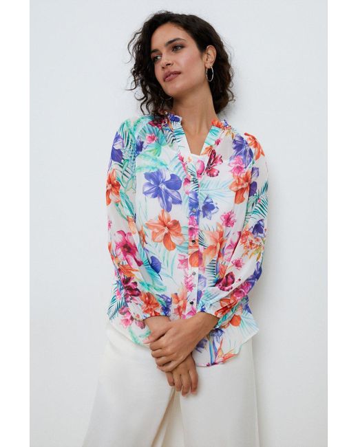 Wallis Multicolor Tropical Button Through Shirt