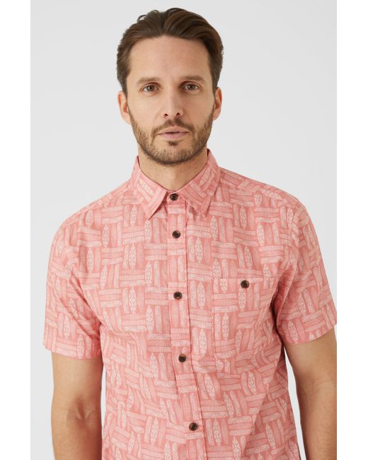 Mantaray Pink Tetris Surfboard Print Shirt for men