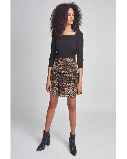 Dorothy Perkins Black Multi Colour Leopard Print Ruffle Mini Skirt