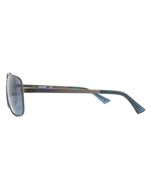 Timberland Gray Aviator Gunmetal Grey Grey Blue Sunglasses for men