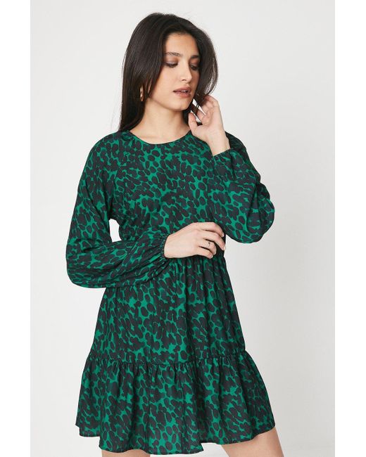 Dorothy Perkins Green Abstract Smock Mini Dress