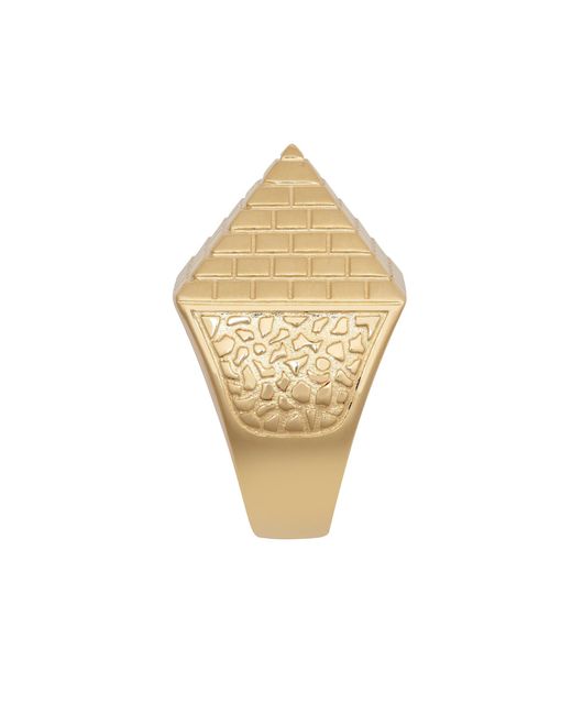 Jewelco London Metallic Solid 9ct Gold Egyptian Pyramid 1oz 25mm Signet Ring - Jrn584 for men