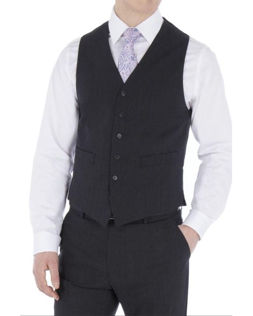 Jeff Banks Blue Travel 6 Button Regular Fit Suit Waistcoat for men