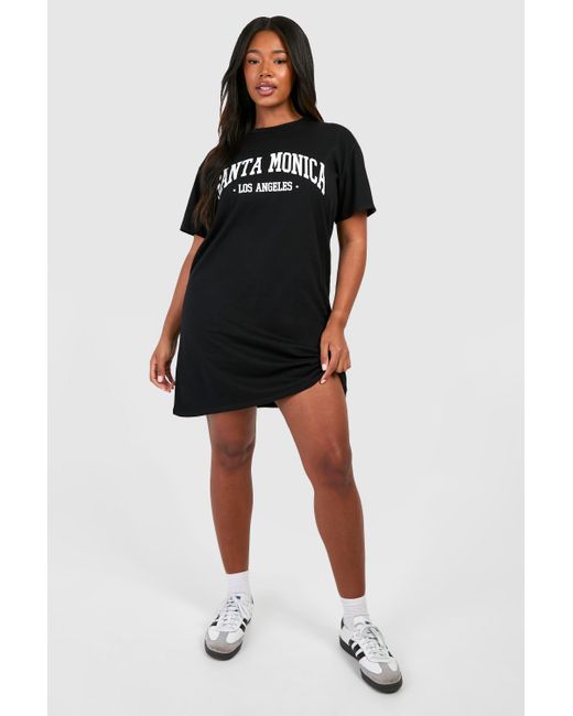 Boohoo Black Plus Santa Monica Printed T-shirt Dress