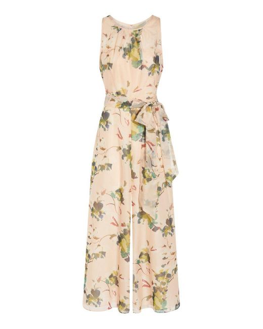 Adrianna Papell Natural Floral Organza Jumpsuit