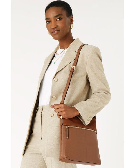 Accessorize Brown Large Leather Cross-body Bag