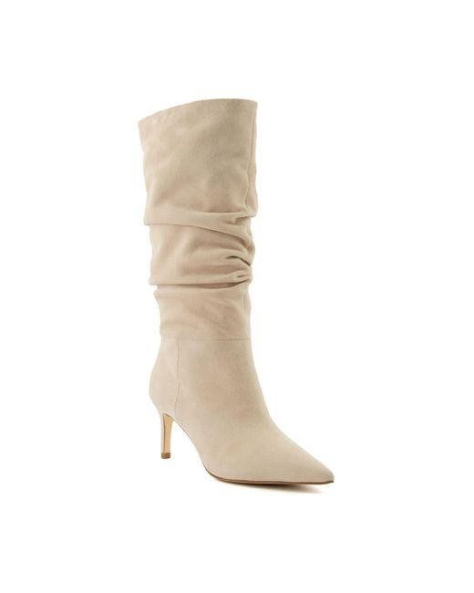 Dune White 'slouch' Suede Smart Boots