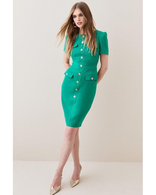 Karen Millen Green Tall Utility Midi Dress