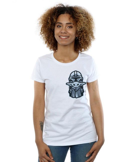 Star Wars White The Mandalorian Mando Child Combo Breast Print Cotton T-shirt