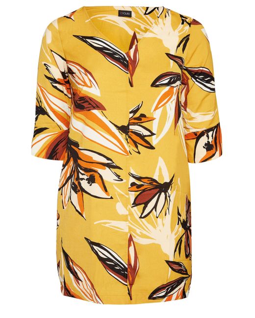 Yours Yellow V-neck Shift Dress