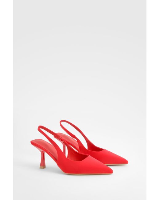 Boohoo Red Pointed Mid Heel Courts