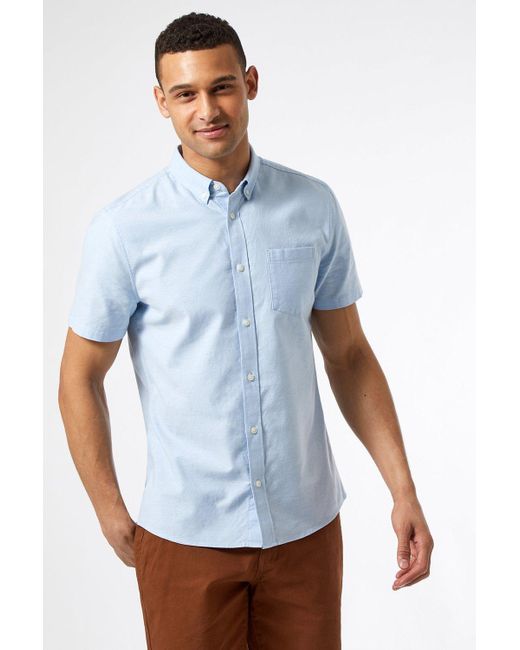 Burton Blue Short Sleeve Oxford Shirt for men