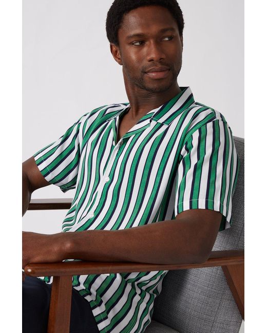 Burton Green Short Sleeve Stripe Shirt for men