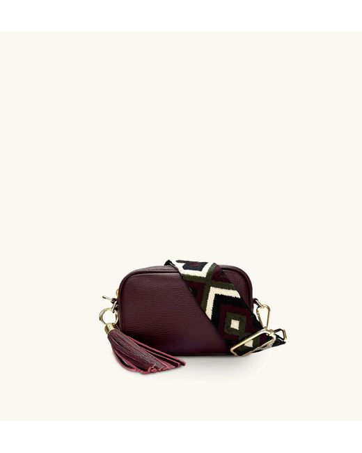 Apatchy London Green The Mini Tassel Port Leather Phone Bag With Port & Olive Diamond Strap