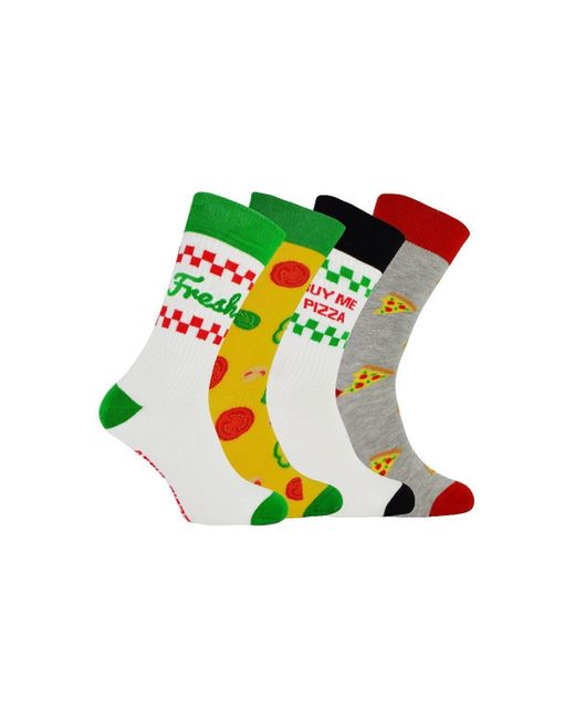 Boxt Socks Multicolor 4 Pairs Novelty Soft Cotton Pizza Socks Socks In A Gift Box for men
