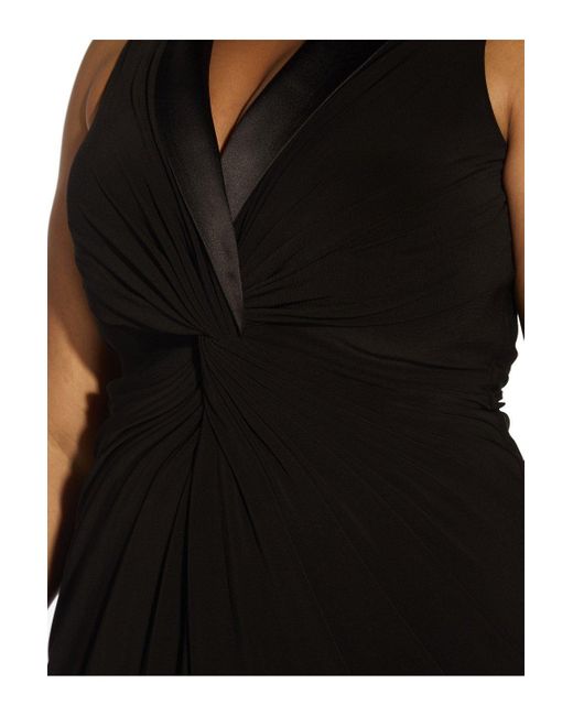 Adrianna Papell Black Plus Jersey Tuxedo Gown