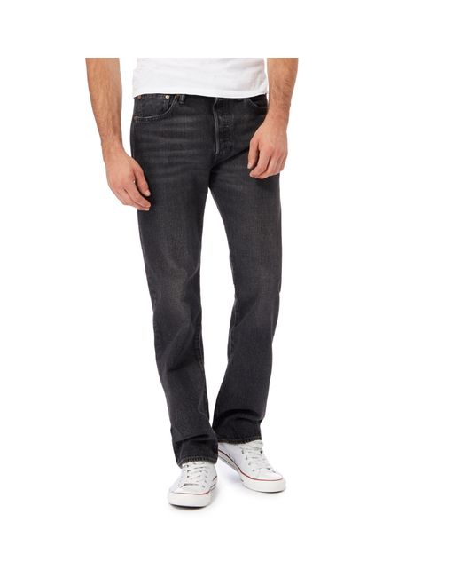 Levi's Black Mid Wash '501®' Straight Jeans for men