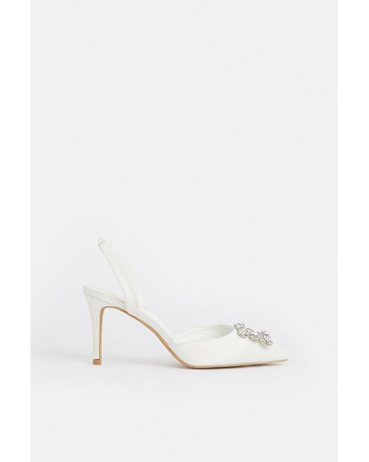 Coast White Bridal Mid Heel Sling Back Shoes