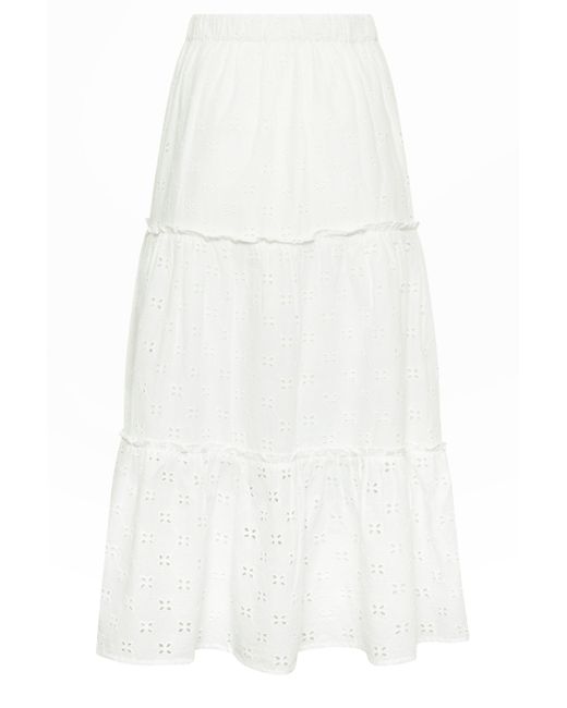 PixieGirl White Petite Broderie Maxi Skirt